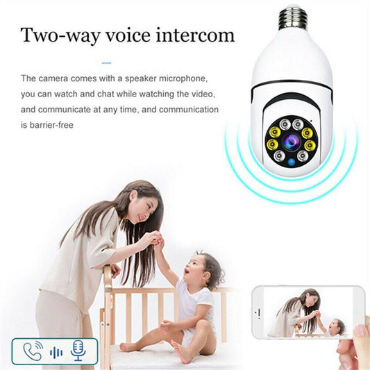 Smart Light Bulb Security Camera 1080P – 360° Pan/Tilt & Motion Detection