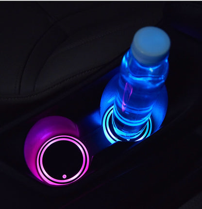 LED Car Cup Holder Coaster – Solar & USB Rechargeable Ambient Light