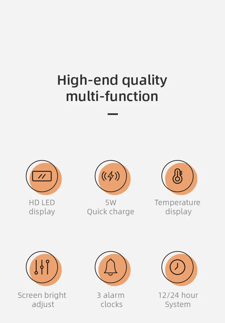 LED Wireless Charging Alarm Clock