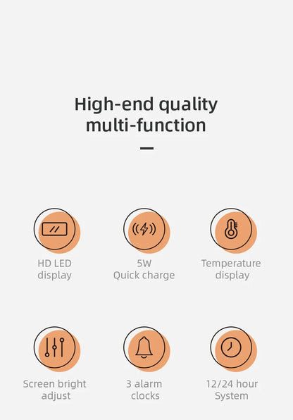 LED Wireless Charging Alarm Clock