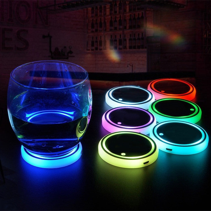 LED Car Cup Holder Coaster – Solar & USB Rechargeable Ambient Light