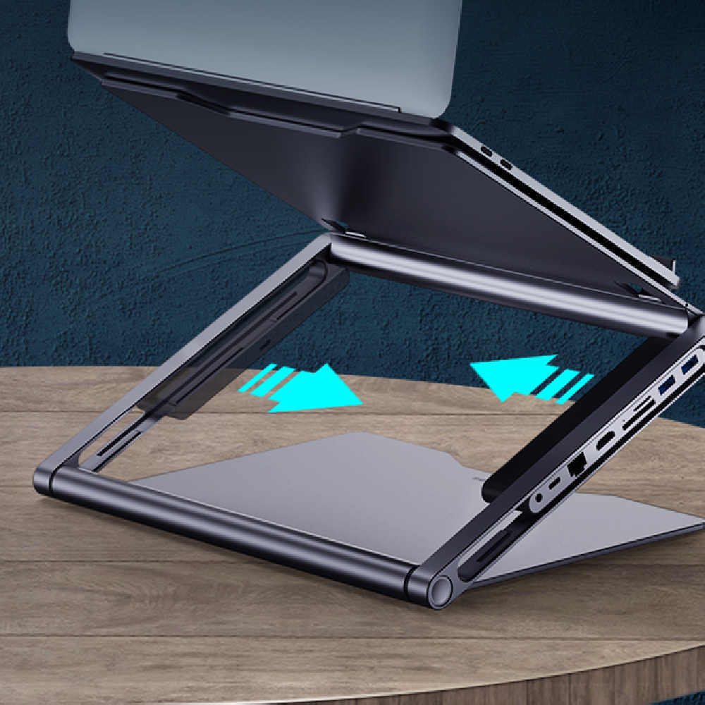8-in-1 Laptop Stand & Docking Station with USB Ports & Cooling